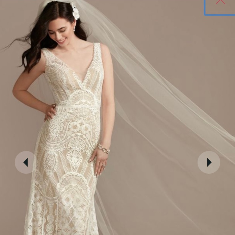 David’s Bridal Geometric Lace Tank Dress STYLE# AI10013044
